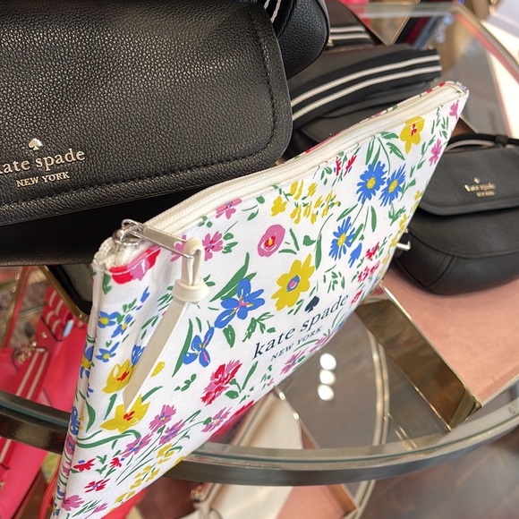 Kate Spade Large Canvas Floral Print Zip Pouch - Picture 11 of 16